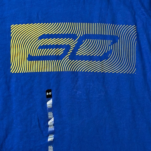 NWT Under Armour HeatGear Blue/Yellow Steph Curry SC T-Shirt 1330512 Size 2XL - Picture 2 of 7
